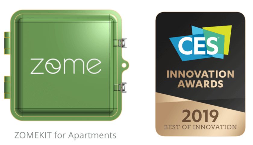 In-unit sensors are controlled by a single gateway (in green) placed in the center of the property. Source: Zome